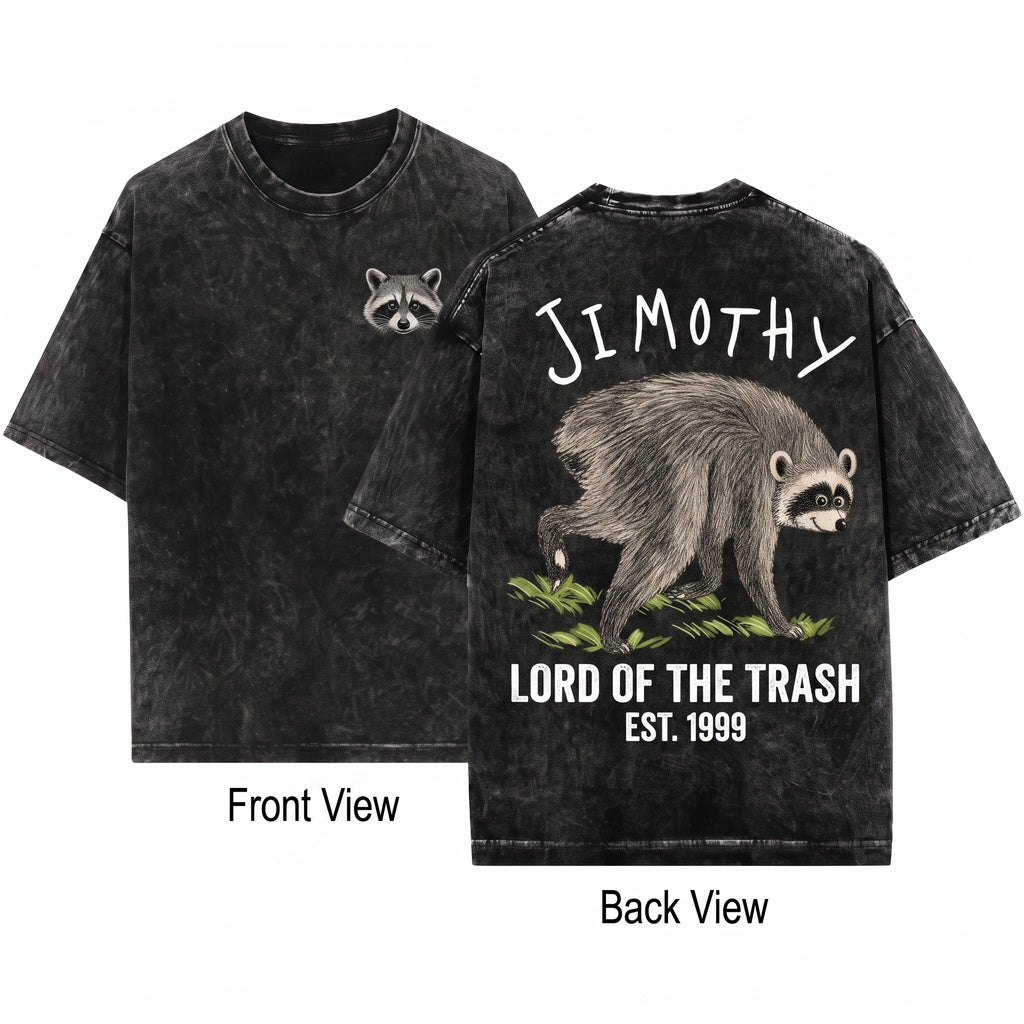 Jimothy Famous Seattle Trash Panda Hand Drawn Short King Raccoon Unisex Wash T-Shirt