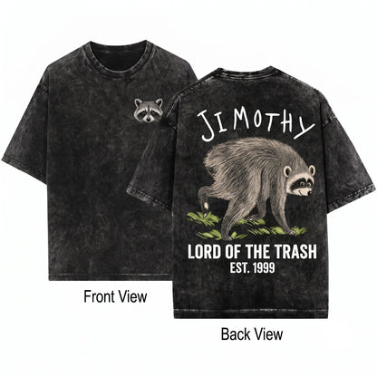Jimothy Famous Seattle Trash Panda Hand Drawn Short King Raccoon Unisex Wash T-Shirt