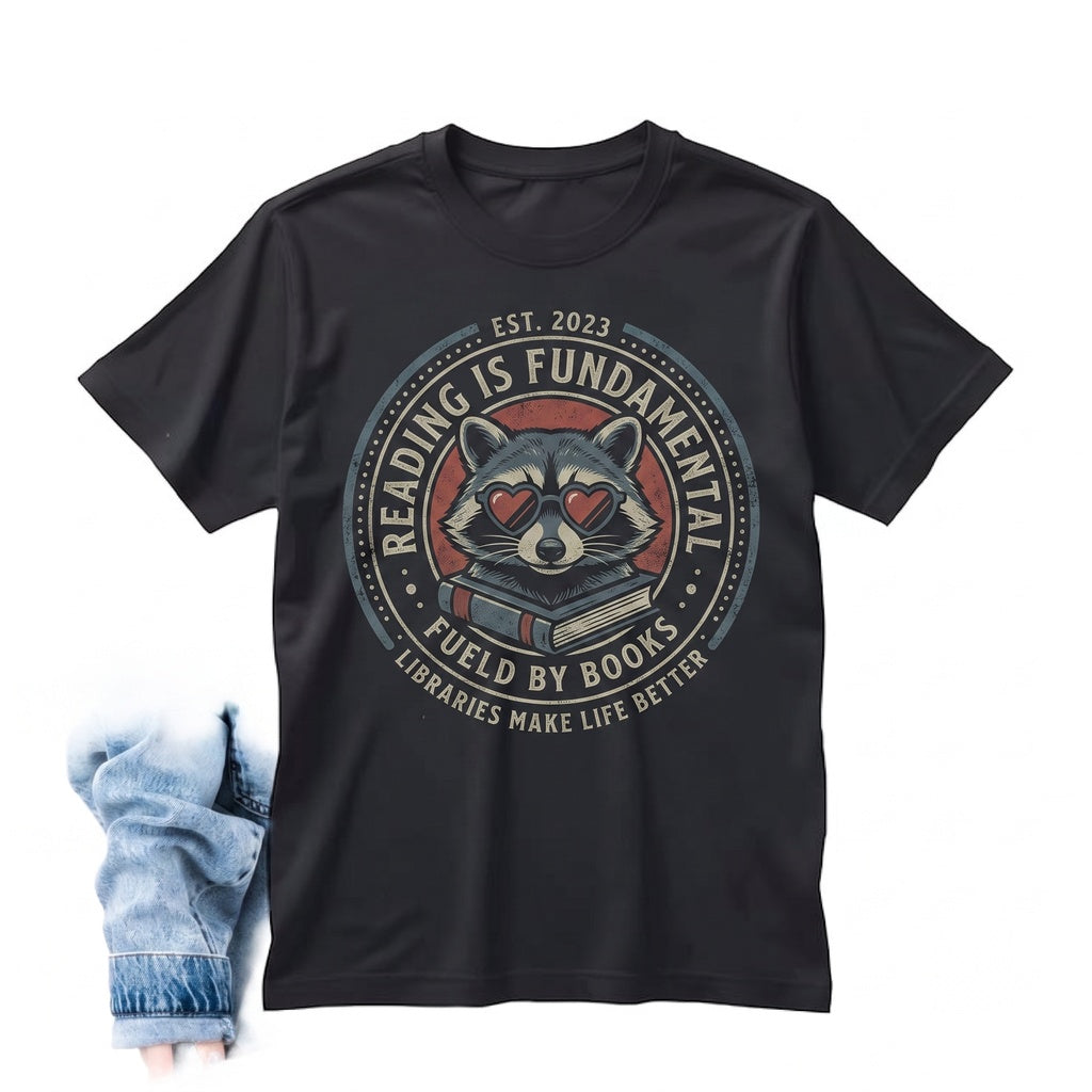 Book Lover Raccoon Librarian Graphic Reading Gift Teacher Bookworm Library Club Unisex TShirt