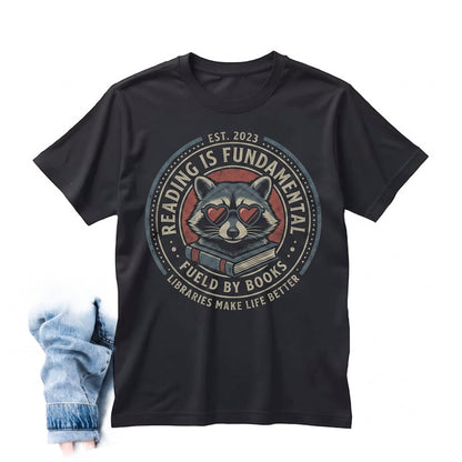 Book Lover Raccoon Librarian Graphic Reading Gift Teacher Bookworm Library Club Unisex TShirt
