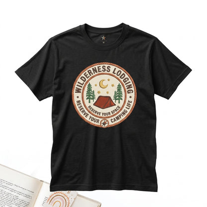Embroidered Camping Outdoors Nature Hiking Campfire Aesthetic Gift For Adventurers Cozy Unisex TShirt