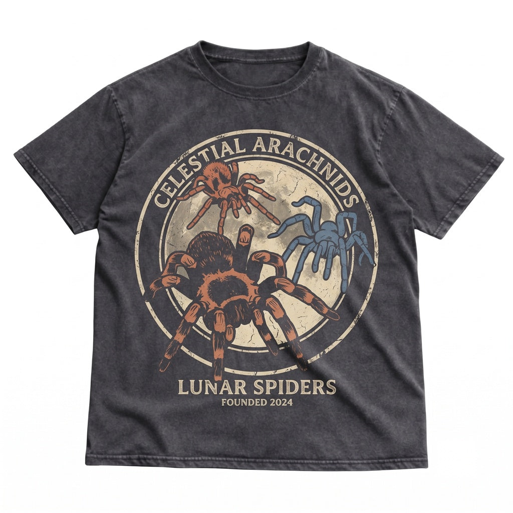 Three Tarantula Retro Graphic Vintage Spider Moon Oversized Bug Funny Arachnid Entomology Gift Him Her Unisex TShirt