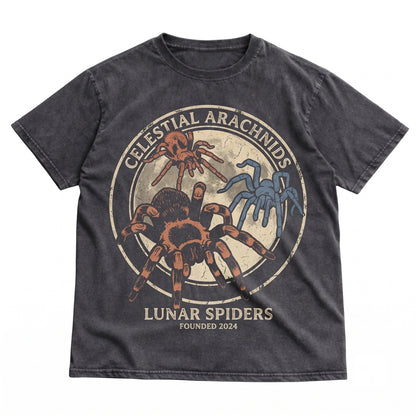 Three Tarantula Retro Graphic Vintage Spider Moon Oversized Bug Funny Arachnid Entomology Gift Him Her Unisex TShirt