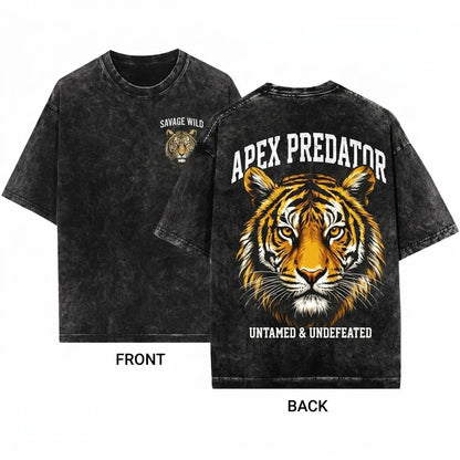 Vintage Big Cat Safari Wildlife Graphic Retro Jungle Tiger Gift Unisex Wash T-Shirt