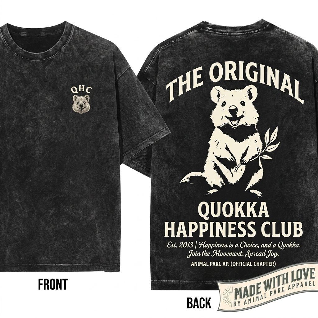Cute Quokka Happiness Club Animal Graphic Vintage Girlfriend Gift Unisex Wash T-Shirt