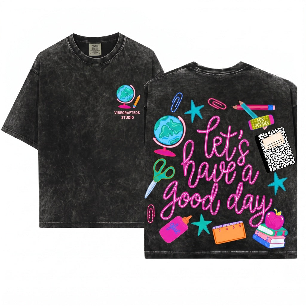 Retro Colorful Teacher Doodles Graphic Elementary Back To School Cute Gift Unisex Wash T-Shirt