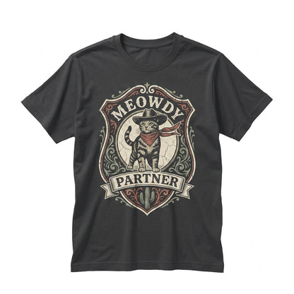 Meowdy Partner Funny Cowboy Cat Graphic Dad Gift Western Meme Unisex TShirt