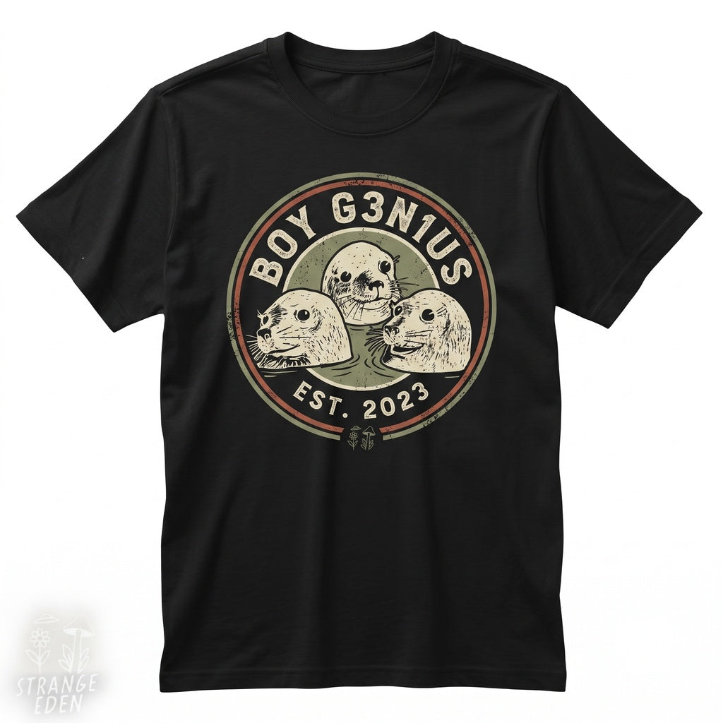 Boy Genius Seal Sea Otter Graphic Print Vintage Indie Music Animal Cotton Unisex TShirt