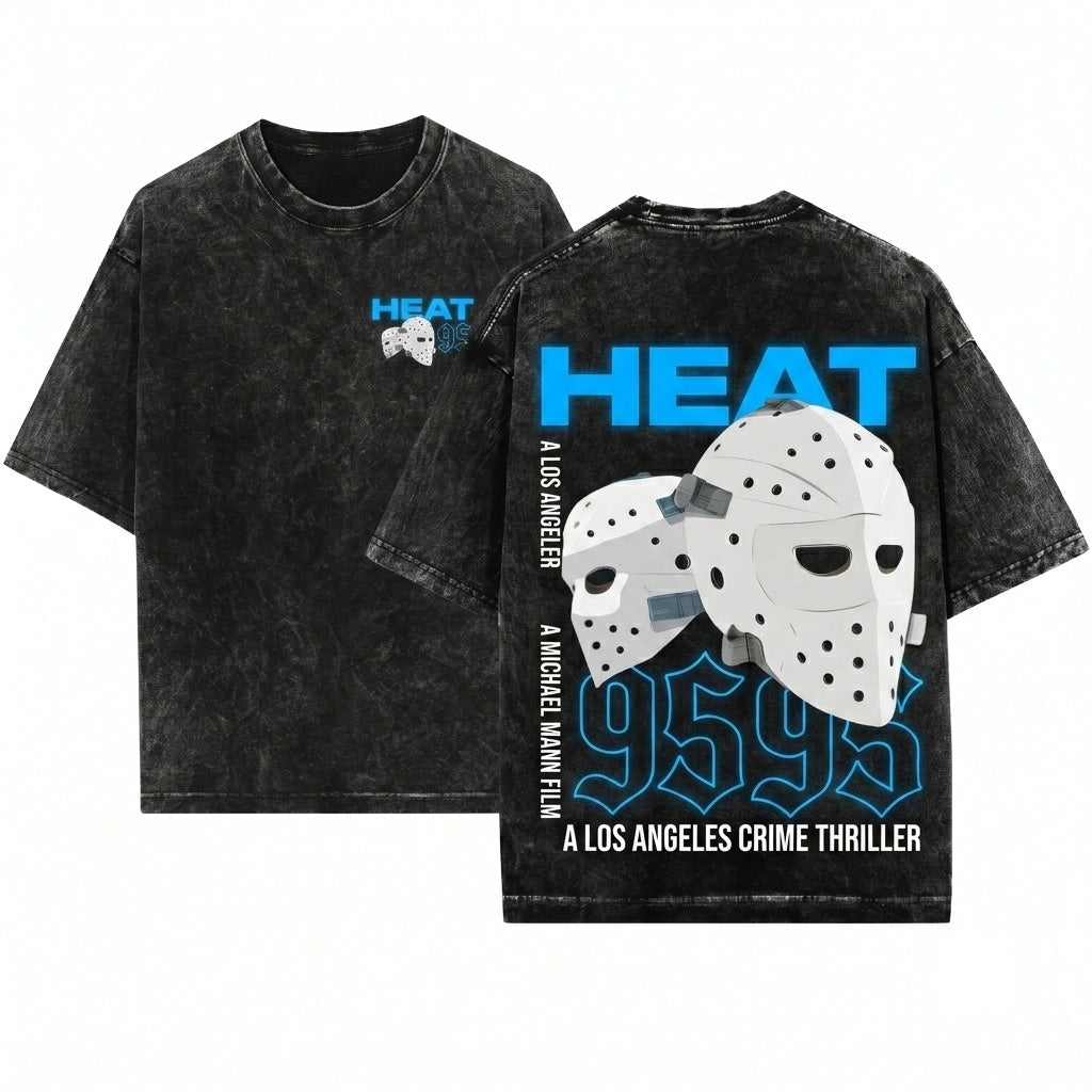 1995 Retro Heist Action Bank Robbery Hockey Mask Vintage Graphic Clothing Top Unisex Wash T-Shirt