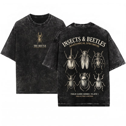 Vintage Aesthetic Beetle Bug Entomology Nature Graphic Top Unisex Wash T-Shirt