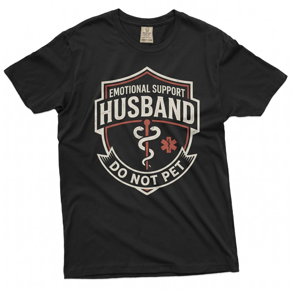Emotional Support Husband Funny Do Not Pet Medical Symbol Novelty Gift for Boyfriend EMT Unisex TShirt