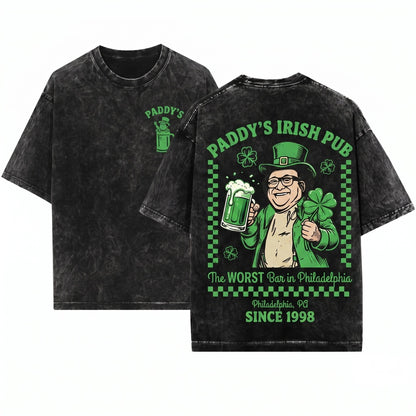 Paddy Irish Pub St Patricks Day Frank Reynolds Leprechaun Green Crewneck Pullover Unisex Wash T-Shirt