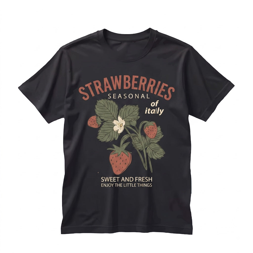 Italian Strawberry Graphic Cotton Fruit Top Vintage Unisex TShirt