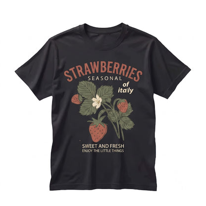 Italian Strawberry Graphic Cotton Fruit Top Vintage Unisex TShirt