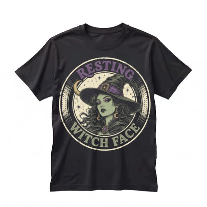 Resting Witch Face Funny Halloween Vintage Spooky Season Graphic Gift Unisex TShirt