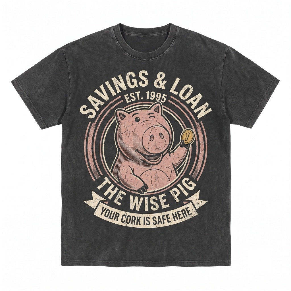 Vintage Hamm Piggy Bank Theme Park Family Vacation Graphic Oversized Unisex TShirt