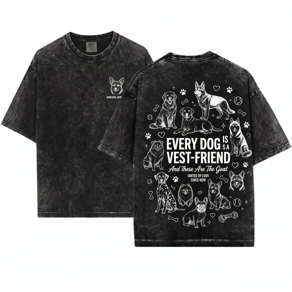 Classic Dog Breeds Graphic Puppy Lover Pet Vintage Animal Collection Gift Unisex Wash T-Shirt