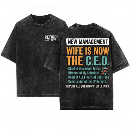 Funny Retirement Gift for Men Retired Under New Management Husband Dad Grandpa Dads Grandpas Apparel Grandfather Novelty Graphic