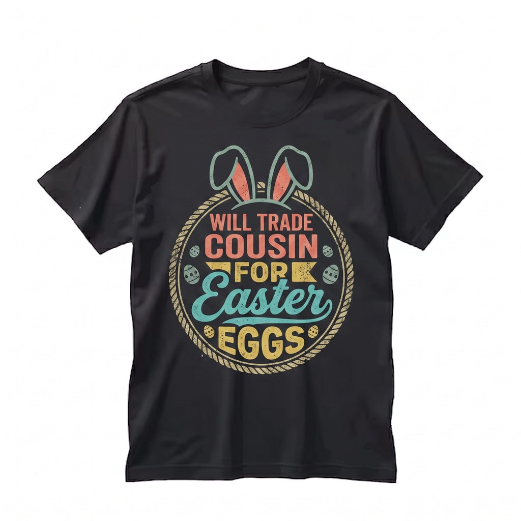 Will Trade Cousin For Easter Eggs Funny Happy Bunny Womens Boys Gift Unisex TShirt