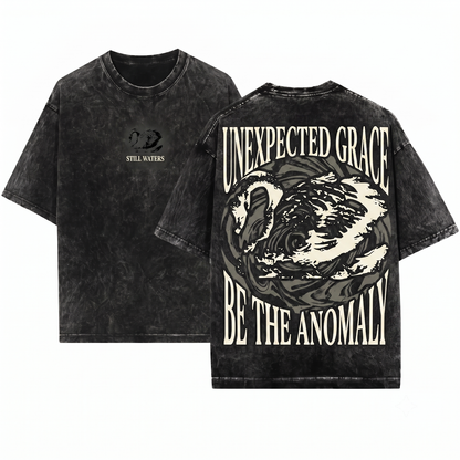 Minimalist Ink Splatter Swan Graphic Tee Elegant Black Swan Silhouette Apparel Graceful Bird Art Nature Lover Gift Unisex Heavyweight Garment-Dyed T-Shirt
