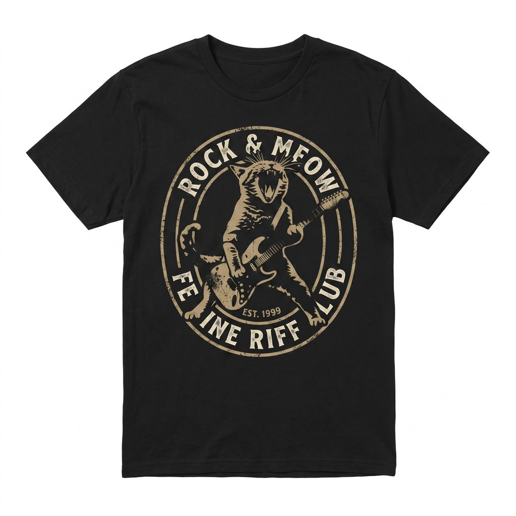 Funny Rock Cat Guitarist Graphic Apparel, Vintage Musician Long Sleeve Sweatshirt, Pet Lover Gift, Unisex TShirt