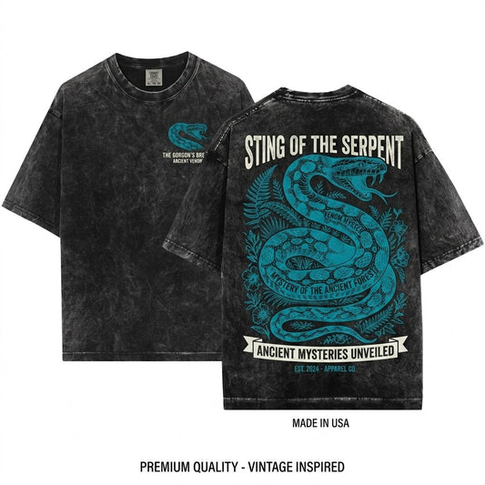 Vintage Snake Python Gothic Nature Wildlife Boho Reptile Distressed Unisex Wash T-Shirt