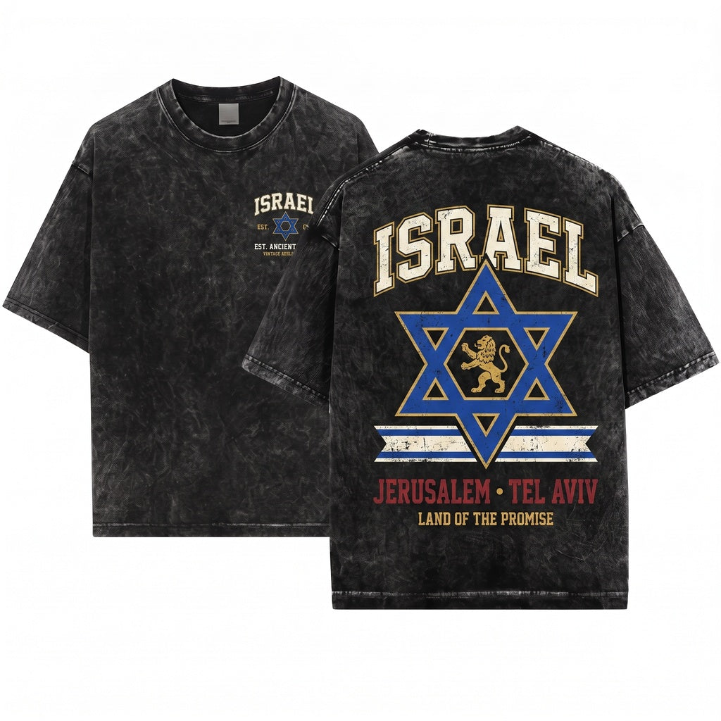 Israel Flag Patriotic Jewish National Friend Gift Unisex Wash T-Shirt