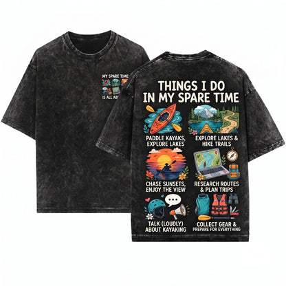 Kayaking Spare Time Activity Lake Paddling Outdoor Graphic Cotton Vintage Unisex Wash T-Shirt