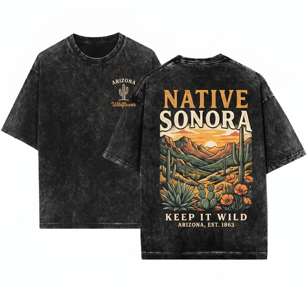Arizona Wildflower Graphic Desert Hiking Unisex Wash T-Shirt