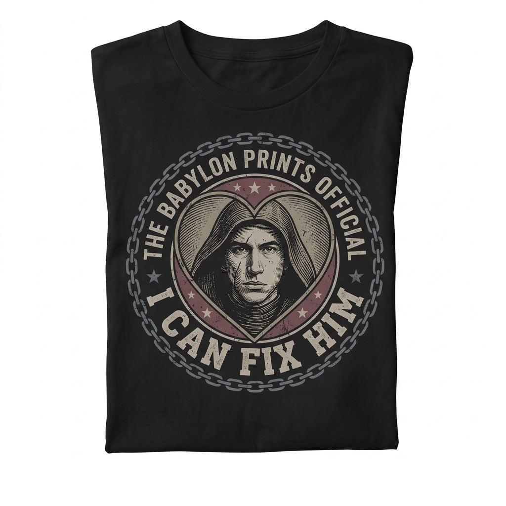 Oversized Kylo Ren I Can Fix Him Funny Sci-Fi Space Villain Ben Solo Graphic Dark Side Meme Novelty Fan Gift Cotton Unisex TShirt
