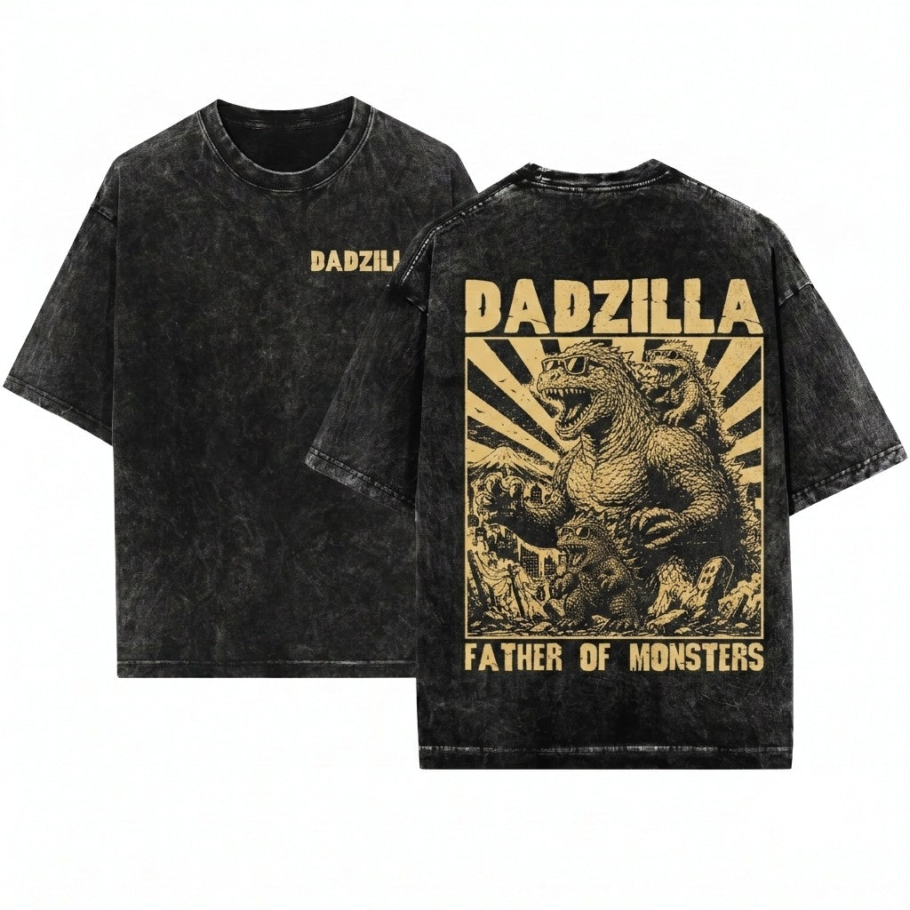 Personalized Dadzilla Father of Monsters Funny Day Cool Daddy Dinosaur Gift Unisex Wash T-Shirt