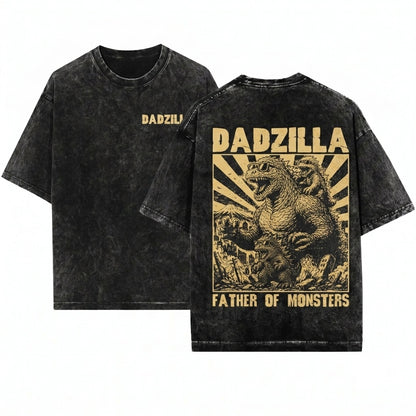 Personalized Dadzilla Father of Monsters Funny Day Cool Daddy Dinosaur Gift Unisex Wash T-Shirt