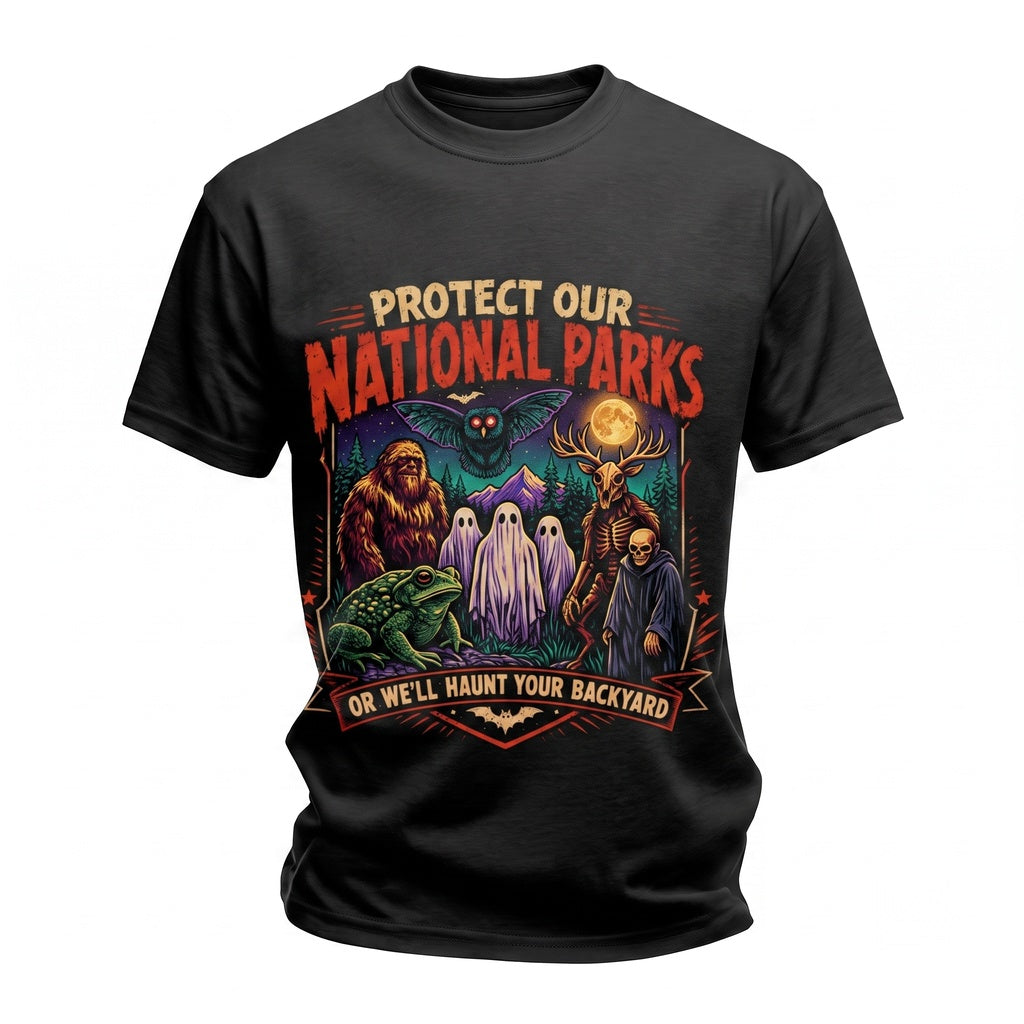Cryptid Bigfoot National Parks Protect Forest Creature Vintage Camping Hiking Unisex TShirt
