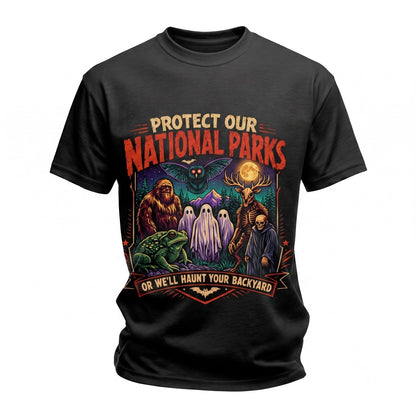 Cryptid Bigfoot National Parks Protect Forest Creature Vintage Camping Hiking Unisex TShirt