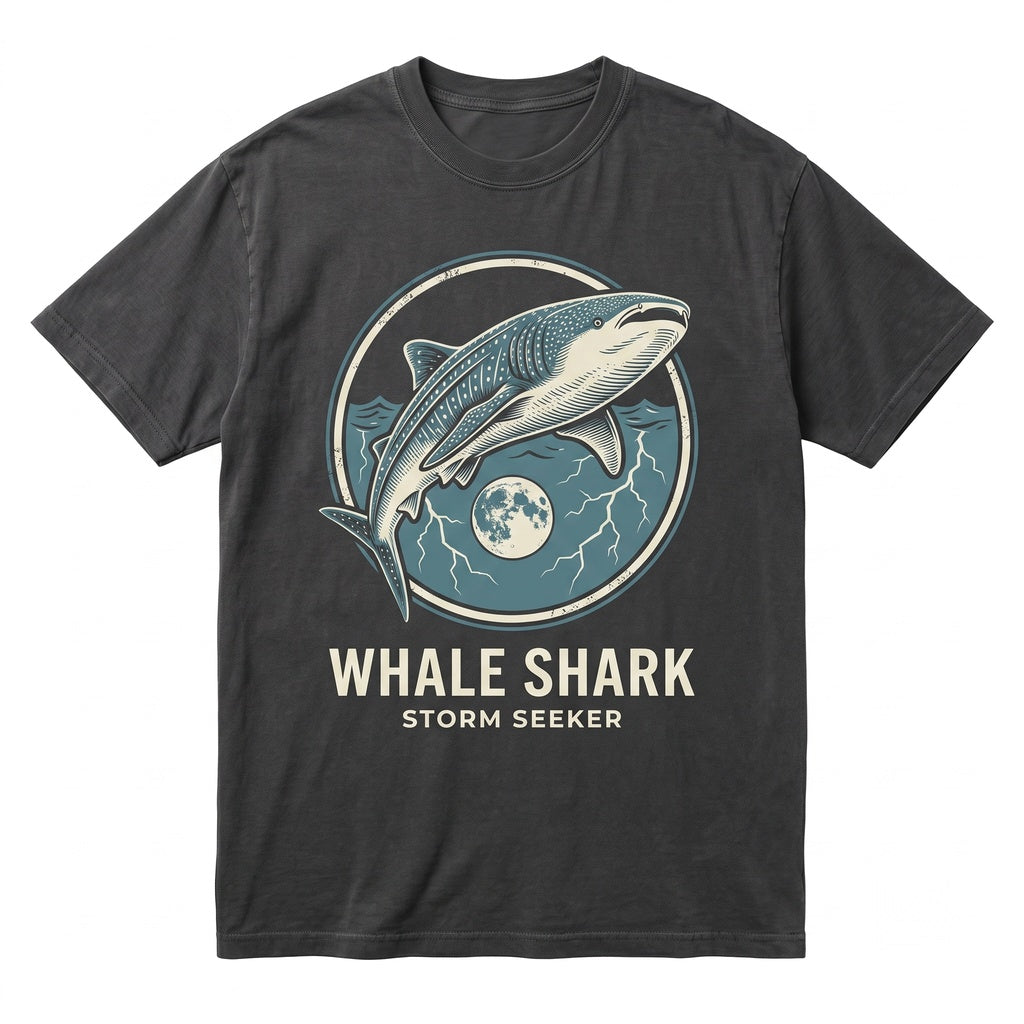 Gothic Whale Shark Moon Graphic Dark Ocean Lightning Sea Creature Marine Animal Halloween Gift Men Women Unisex TShirt