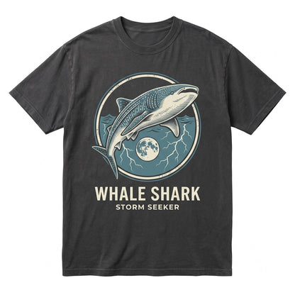 Gothic Whale Shark Moon Graphic Dark Ocean Lightning Sea Creature Marine Animal Halloween Gift Men Women Unisex TShirt