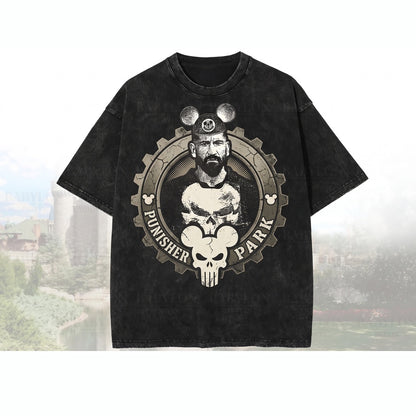 Oversized Castle Skull Ears Graphic Top, Disneyworld Vacation Streetwear Apparel, Retro Theme Park Trip Outfit for Him, Unisex