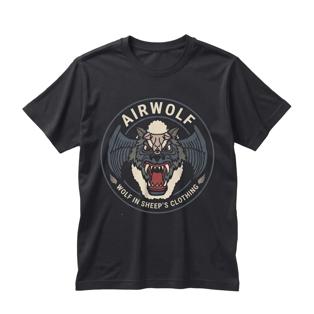 Airwolf Retro Helicopter 1980s TV Show Action Classic Graphic Apparel Unisex TShirt