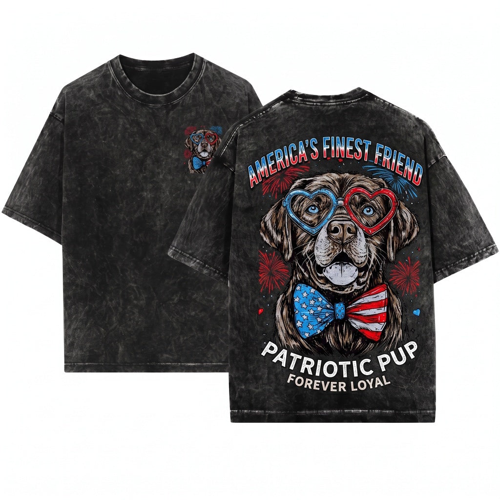 Patriotic 4th July American Flag Labrador Retriever Dog Owner Unisex Wash T-Shirt