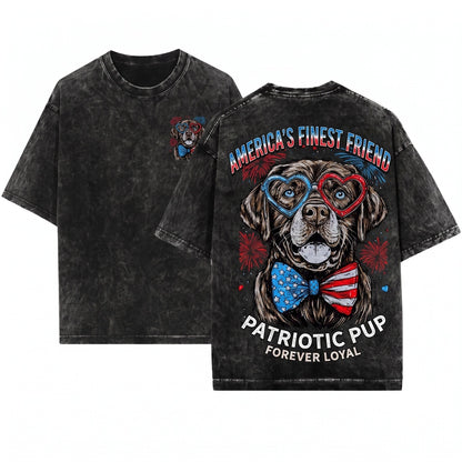 Patriotic 4th July American Flag Labrador Retriever Dog Owner Unisex Wash T-Shirt