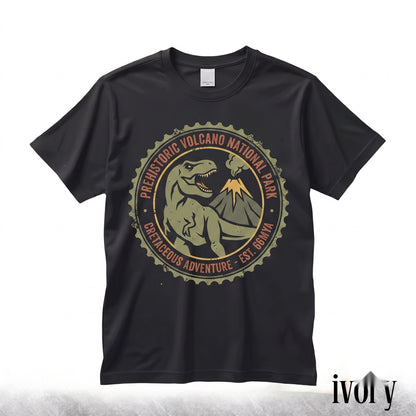 Vintage Prehistoric Jungle Graphic Spinosaurus Volcano Dinosaur Retro Wilderness Style Dino Gift Unisex TShirt