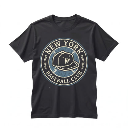 Retro New York Pinstripes Baseball Graphic Cotton Crewneck Unisex TShirt