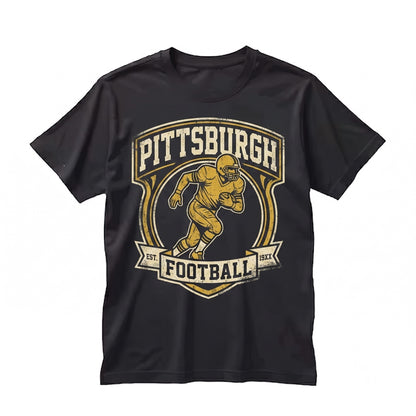Vintage 90s Pittsburgh Football Graphic Black and Gold Game Day Apparel Unisex TShirt