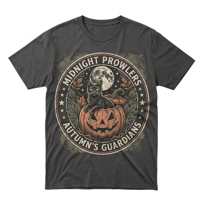 Vintage Botanical Black Cat Pumpkin Halloween Aesthetic Crescent Moon Autumn Gift Unisex TShirt