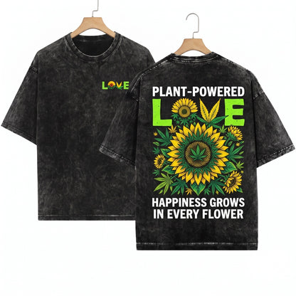 Hippie Sunflower Marijuana Smoker Legal Weed Rasta 420 Cannabis Day Costume Gift Present Unisex Wash T-Shirt