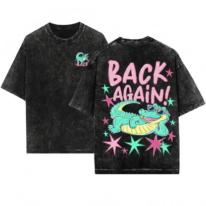 Funny Alligator Guess Whos Back To School Front Rear Graphic Teacher Student Unisex Wash T-Shirt