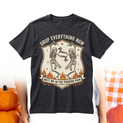 Drop Everything Now Distressed Skeleton Oversized Vintage Love Sparks Pouring Rain Halloween Unisex TShirt