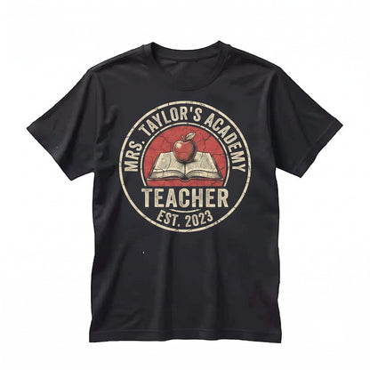 Custom Floral Pattern Teacher Appreciation Gift, Trendy Personalized Chenille Patch Lettering, Soft Mrs Name Unisex TShirt
