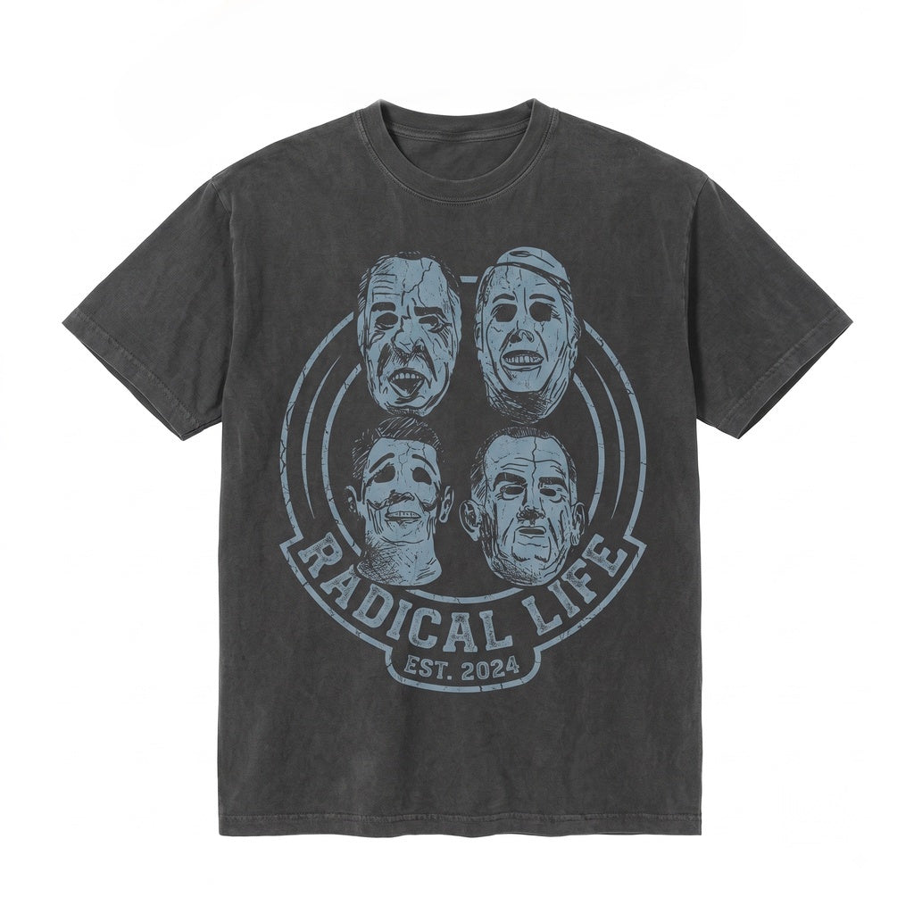 Vintage 1990s Surfer Action Film Point Bank Heist Presidents Mask Graphic Cotton Top Unisex TShirt