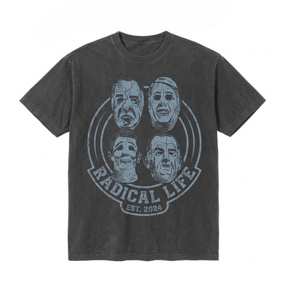 Vintage 1990s Surfer Action Film Point Bank Heist Presidents Mask Graphic Cotton Top Unisex TShirt